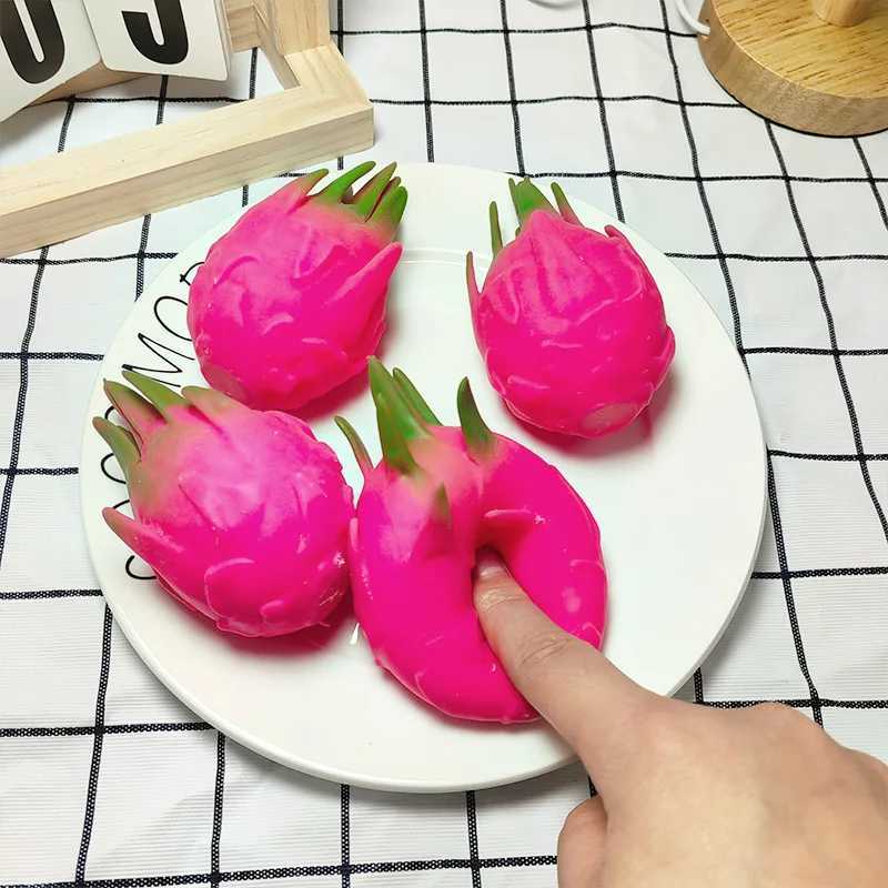 Funny Decompression Vent Dragon Fruit Squeeze Ball Gift Squishy Squeeze Stress Reliever Fidget Sensory Toy Simulation Fruit Food H260402