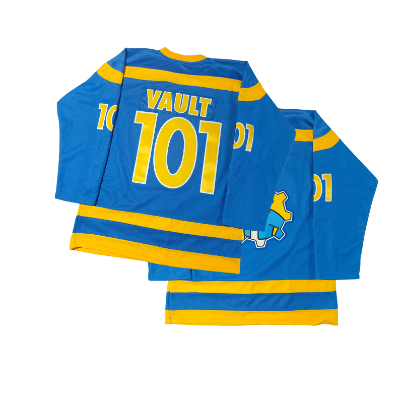 Mens Fallout Vault Boy Printed Hockey Jersey Shirt LN - V-Neck, Embroidered Letter & Number Design, Polyester, Machine Washable - Perfect for Sports &