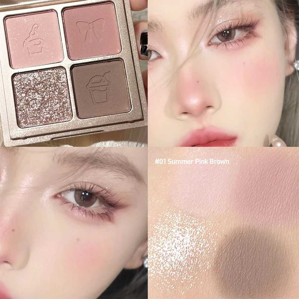 4 Colors Eye Shadow Palette Glitter Pearly Eyeshadow Palette Nude Long Lasting Charming Eyes Make Up Palette Korean Cosmetics H260402