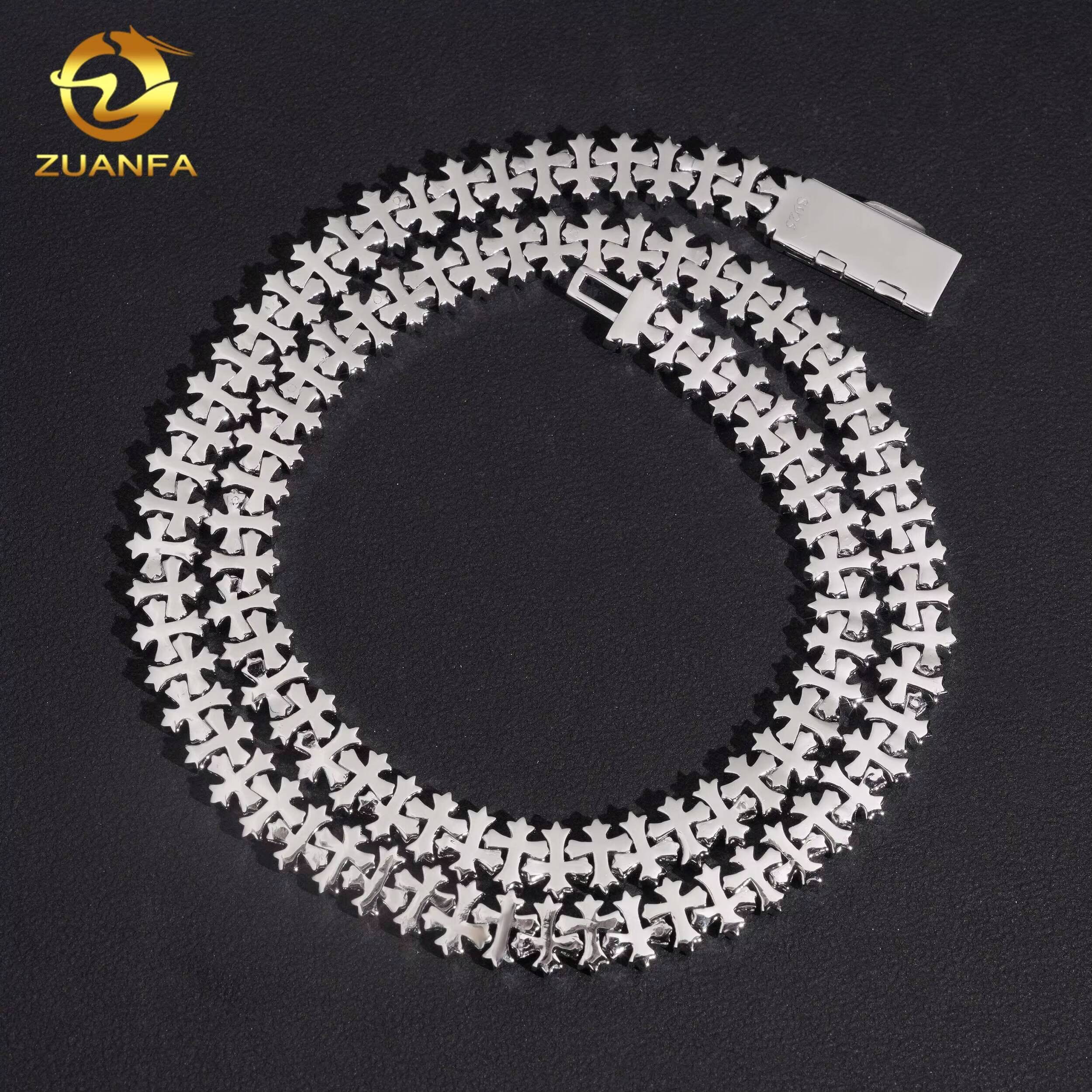 8mm Hip Hop Jewelry Moissanite Cuban Link Chain 925 Silver Iced Out Cross Cuban Chain Moissanite Pass Diamond Tester
