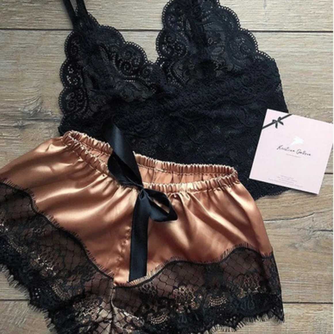 Pajama Sets Pajamas for Women 2 Pieces Top Shorts Set Sleepwear Clothes Lace Pajamas Underwear Lingerie Z260402