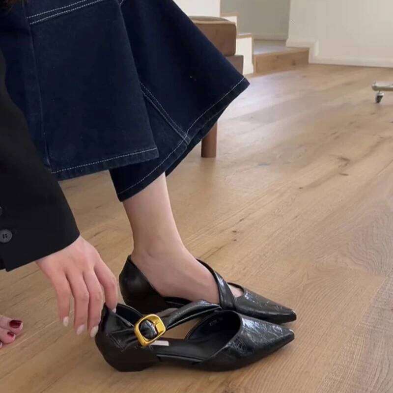 Designer Summer Thick Heel Women Sandals Sexy Pointed Toes Soft Sole Shoes Elegant Party Dress Female Commuter Sandalias