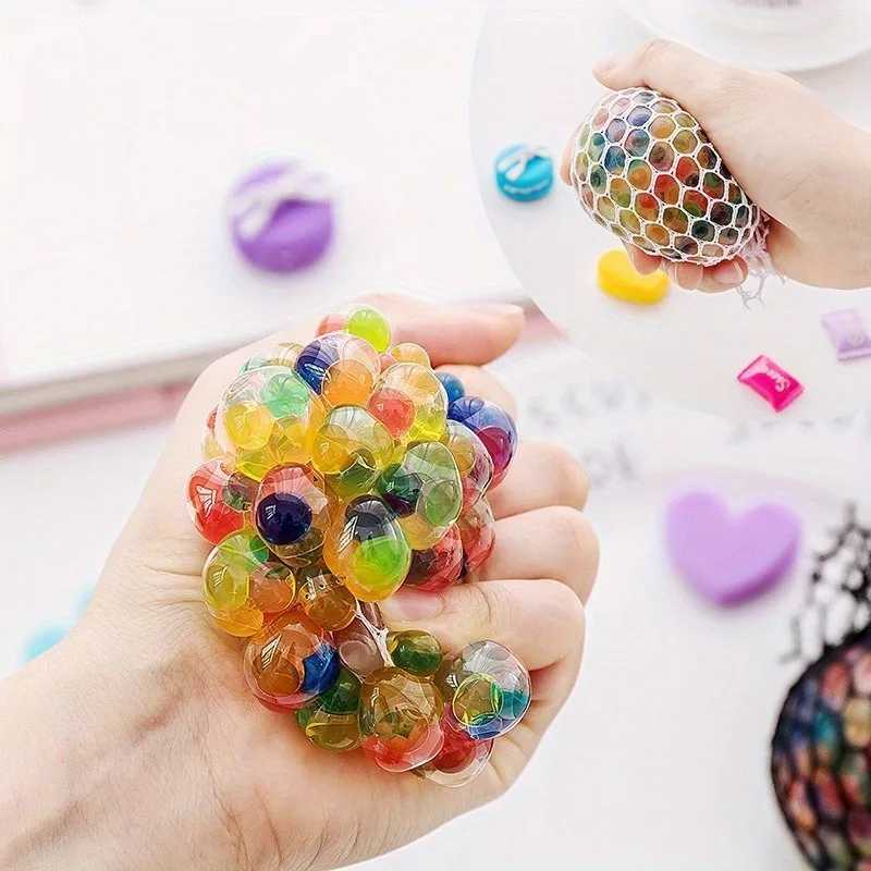 Rainbow Bead Squishy Stress Ball - Fidget Sensory Sticky Toy Stress Relief for Adults Perfect Party Favors Gifts H260402