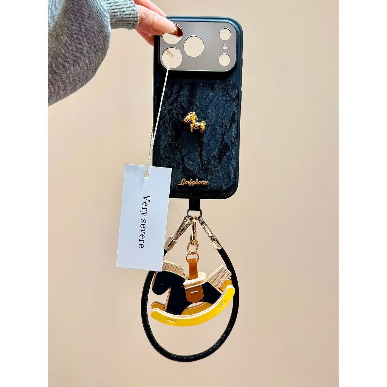 Autumn and winter retro brown bottom polka dot three-dimensional pony wristband for iPhone iPhone case