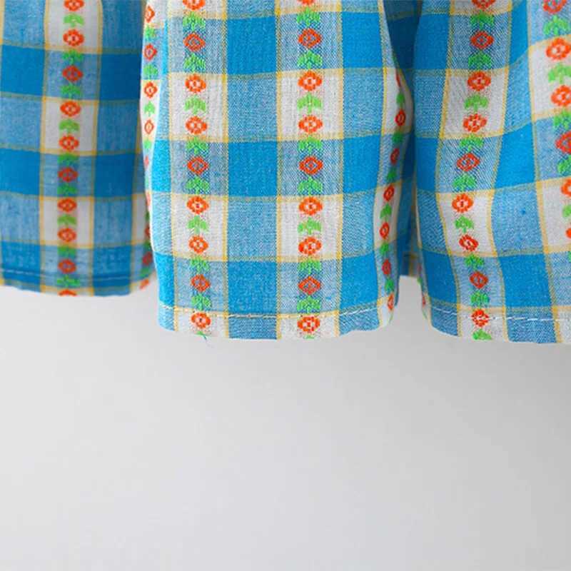 Baby Girl Dress Summer Cotton Plaid Floral Print Girl Dress Cute Sleeveless ChildrenS Princess Dress H260402