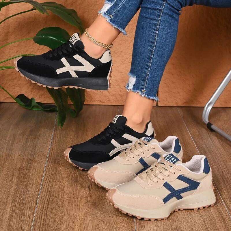 2026 New Designer Women's Sneakers Spring Casual Lace-up Footwear: Luxury, Thick-Soled, Non-Slip, Plus-Size Vulcanized Shoes 26Y0402