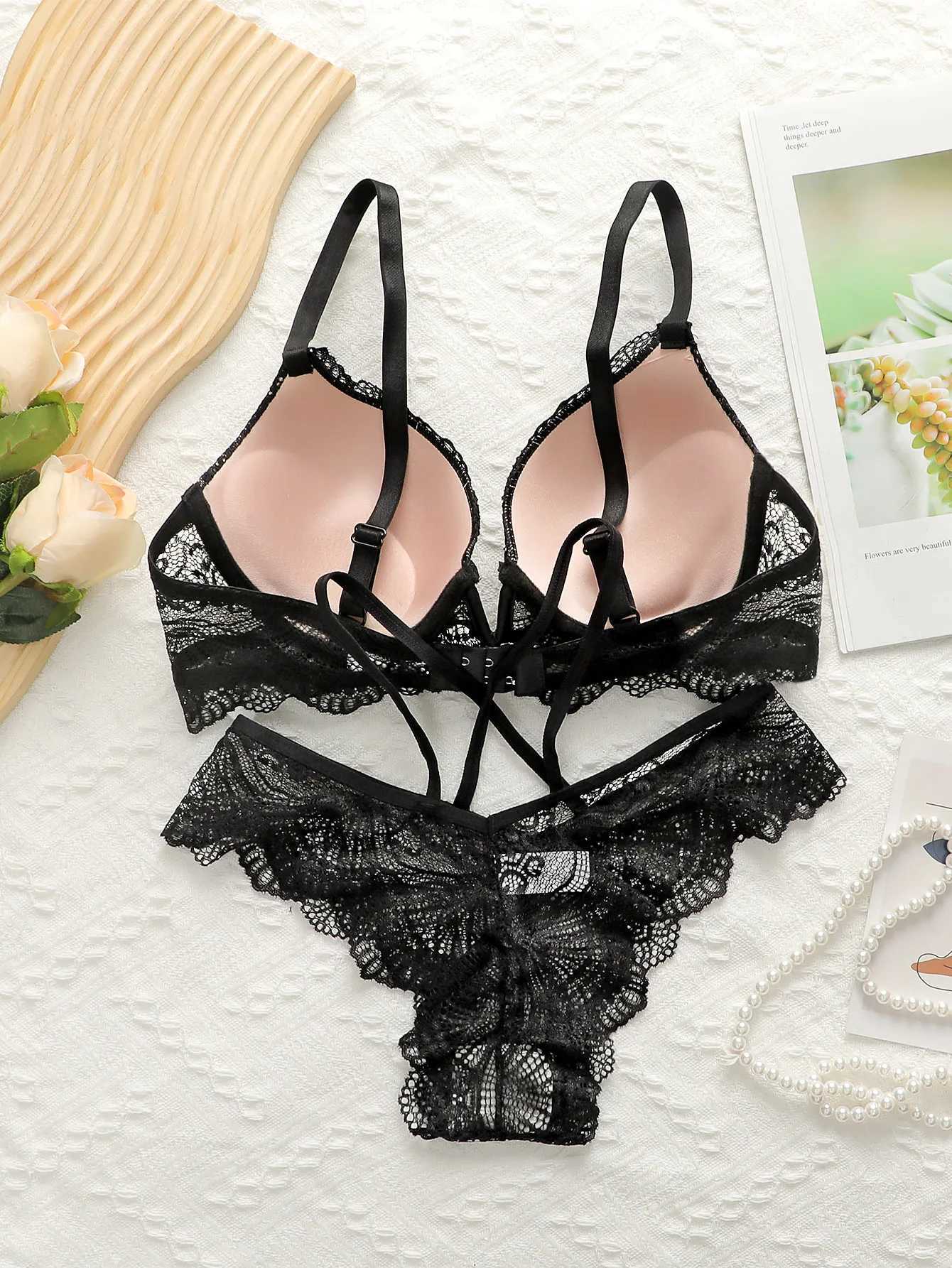 2024 New Womens Latest Production And Sales Pull Gathering Lace Underwear And Underwear Set U093 Z260402