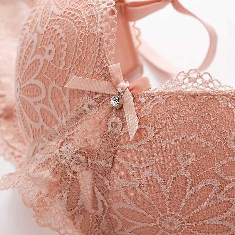 Lace Bra for Women Big Cup 1/2 Floral Underwire Underwear Ladies Push Up Thin Bra Half Cup 36-42C Black Gather Brassiere Z260402