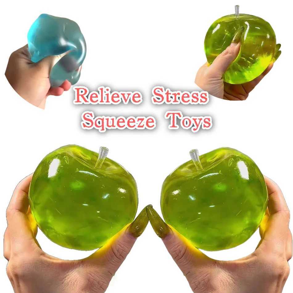 Squishy Green Apple Stress Ball Soft Fidget Sensory Toy for ADHD Autism Slow Rebound Squeeze Toy for Adults Kids Christmas Gift H260402