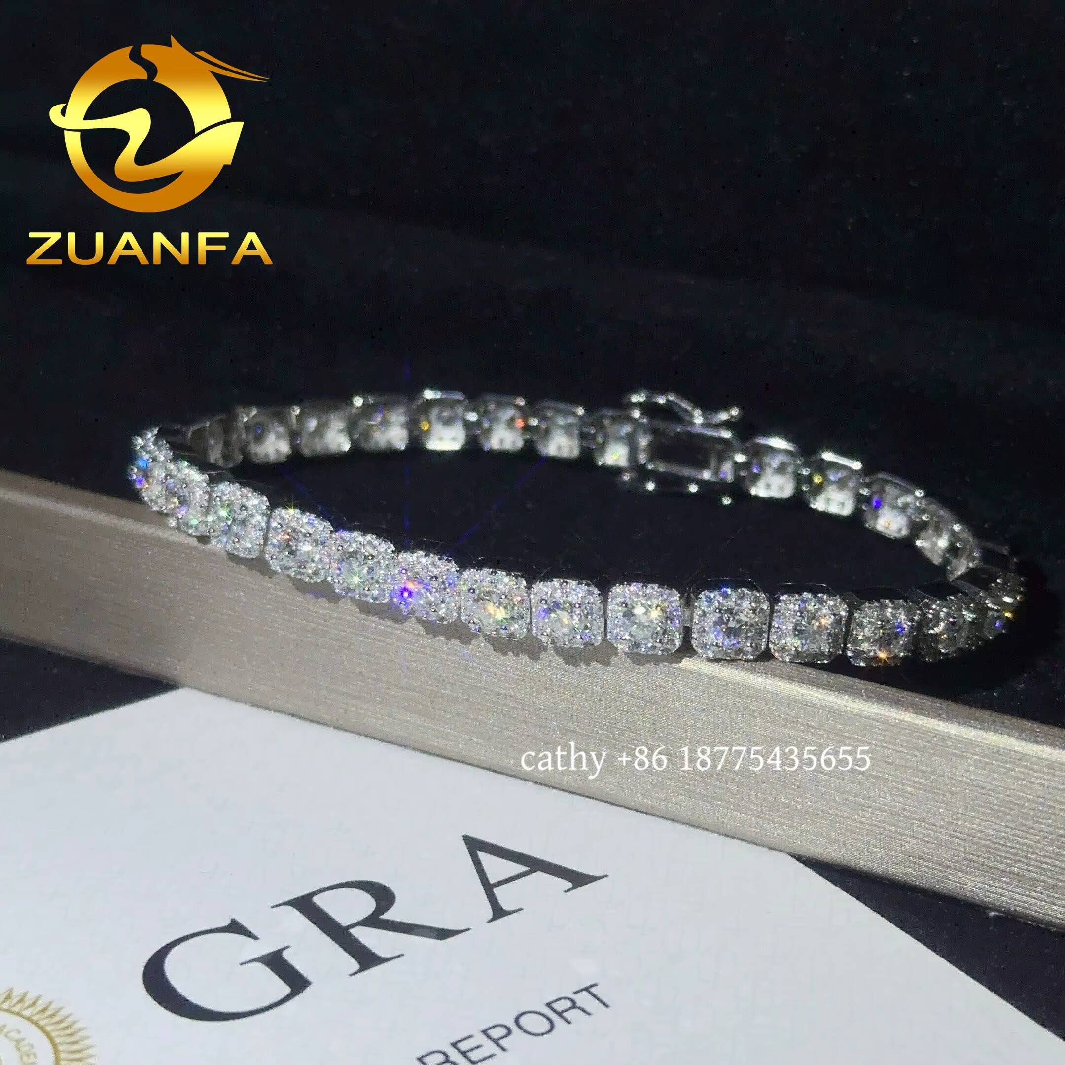 Ready Shipping 6mm Pass Diamond Tester Moissanite Hip Hop Bracelet Fashion Cuban Link Bracelet 925 Silver