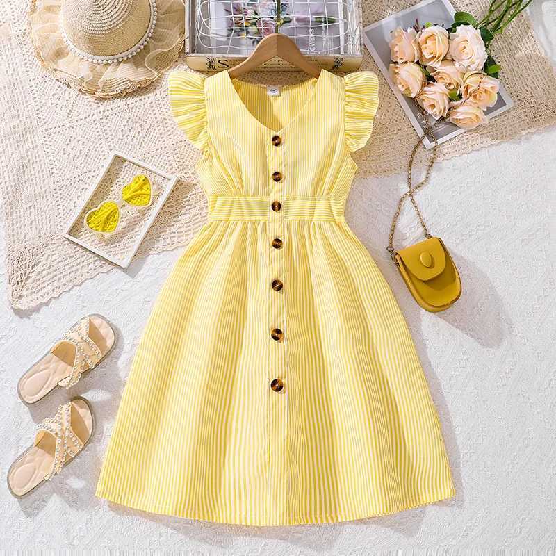 Kids Dress For Girls 8-12 Years Summer Girls Dopamine Dress Graduation Birthday Party Event Fresh Sweet Style Girls Dress H260402