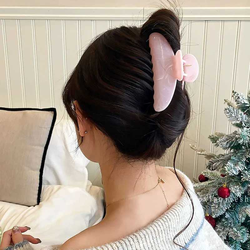 1pc Water-ink Texture High-end Feeling Ponytail Claw Clip Back of Head Clip for Women Large Size for Thick Hair Shark Clip H260402