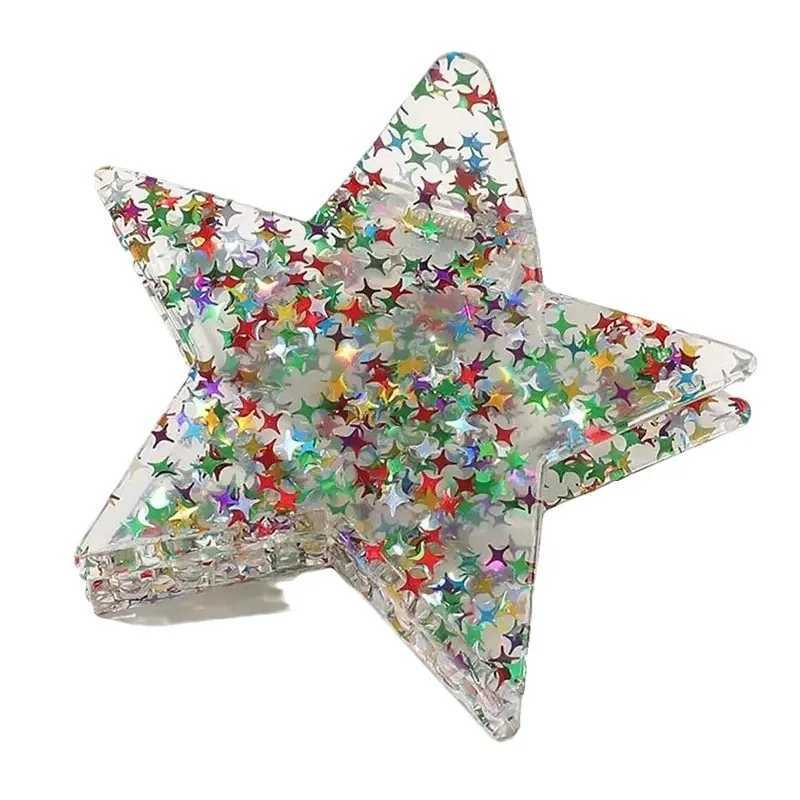 1 Pcs Womens Hair Clips Shiny Sequins Sparkling Stars Sweet Candy Colored Hair Grab Fashionable Versatile Hair Accessories Girl H260402