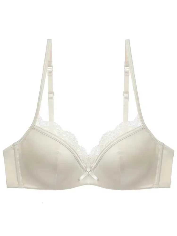 YUQI French Luxury Silk Bra for Small Bust Women Adjustable Slimming Bralette Panty SetComfort Sheer Lingerie set bra Z260402