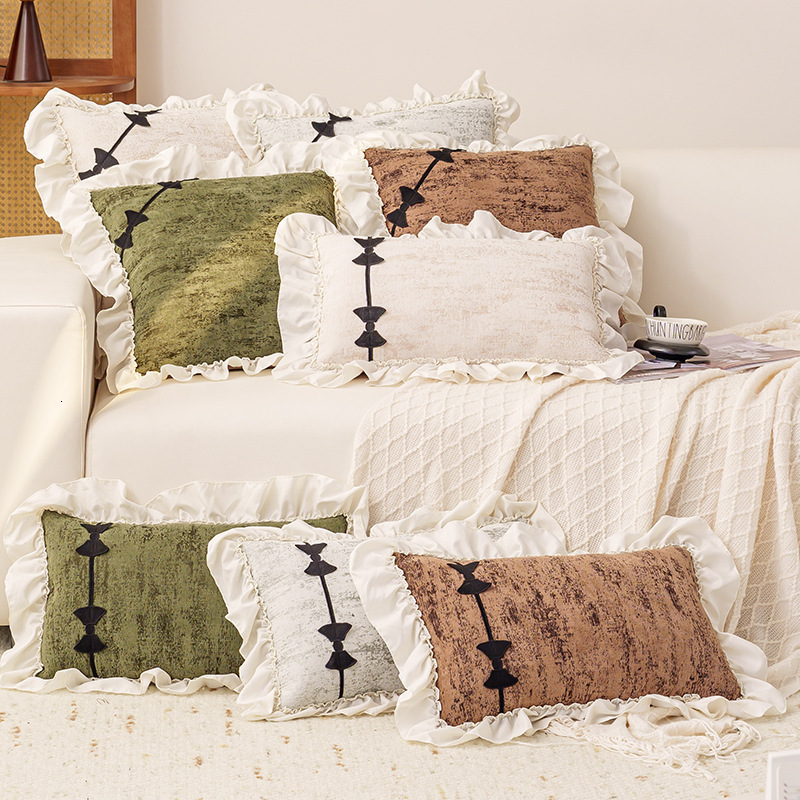 Pillow Case French Style Throw Pillow Cushion Lumbar For Living Room Decor Plush Cushion Cover Without Insert Headboard Pillow