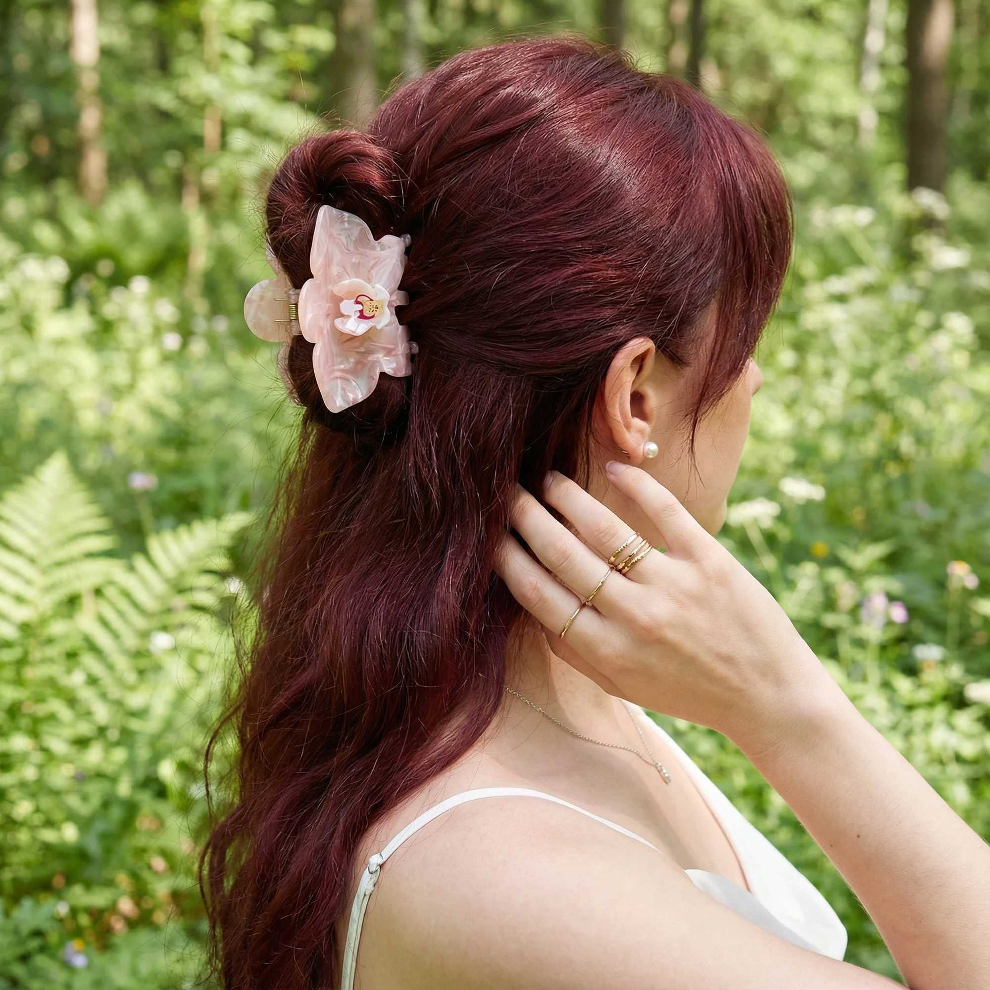 YJL 2026 New Butterfly Orchid Flower Hair Claw Simulated Flower Claw Clip Ins Trendy Hair Clips Hair Accessories for Women Girls H260402