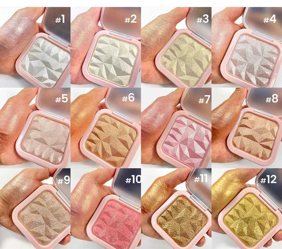 Wholesale Makeup Highlighters Private Label Glitter Highlight Powder Shiny Illuminator Pink Single Highlighter Palette With H260402