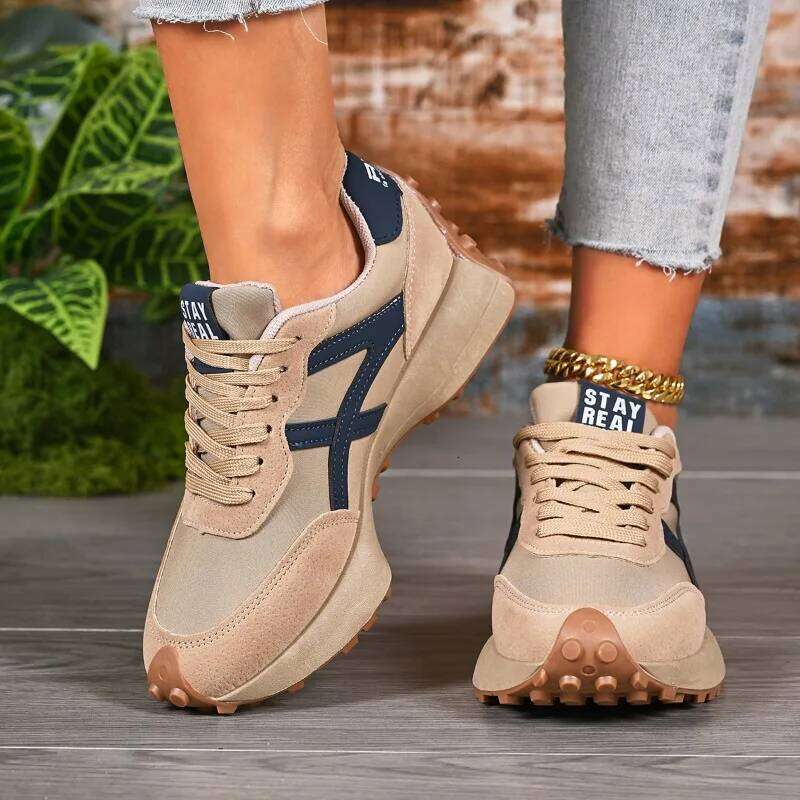 2026 New Designer Women's Sneakers Spring Casual Lace-up Footwear: Luxury, Thick-Soled, Non-Slip, Plus-Size Vulcanized Shoes 26Y0402