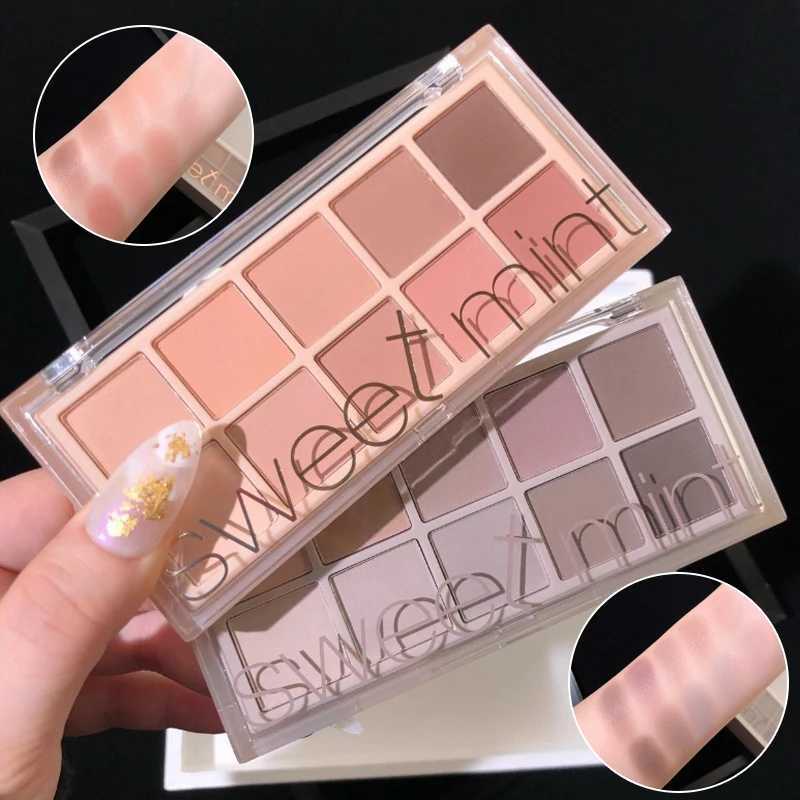 10 Color Eyeshadow Palette Matte Pearl Fine Shining Pumpkin Tea Milk Earth Color Eye Shadow Tray Makeup Pigment Korean Cosmetics H260402