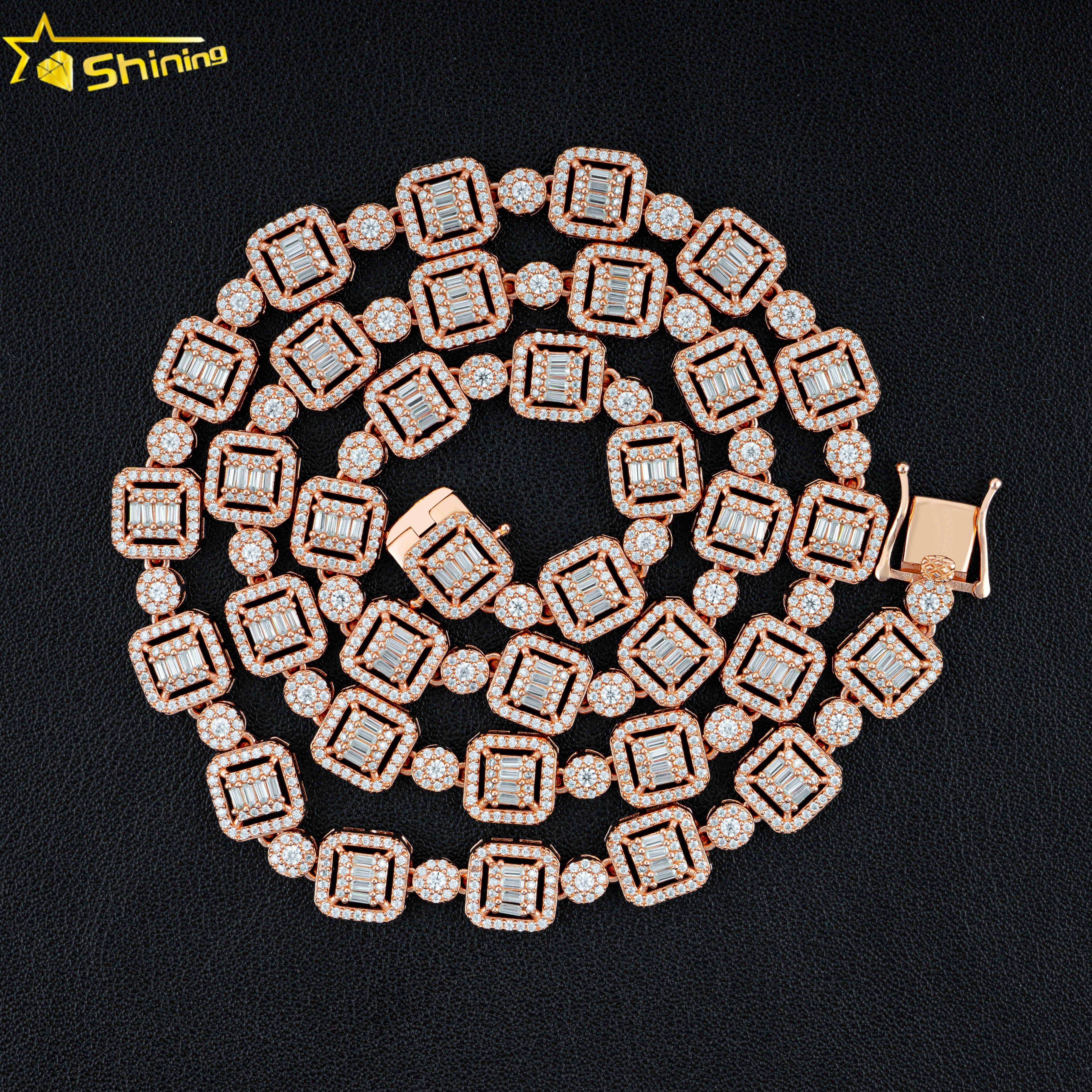 New Arrivals Hip Hop Iced Out Emerald Cut Moissanite Cuban Necklace for Women Men