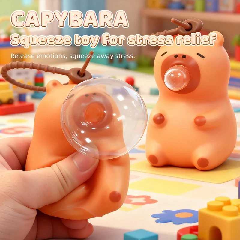 1PC Creative Capybara Doll Spit Bubble Fidget Decompression pinch toy Relieve Stress Children Fun Squeeze Interactive Toys Gift H260402