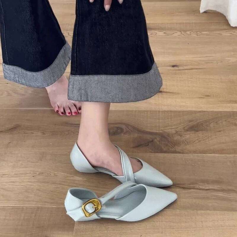 Designer Summer Thick Heel Women Sandals Sexy Pointed Toes Soft Sole Shoes Elegant Party Dress Female Commuter Sandalias