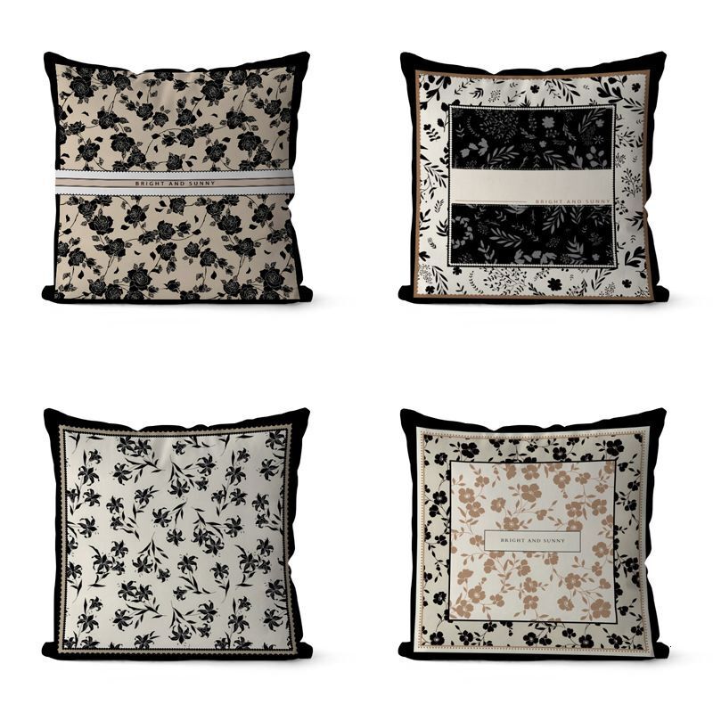Pillowcase Vintage Camellia Style Double Sided French Style Room Headboard Pillow Sofa Decorative Ornament Lumbar Cushion Backrest Pillow