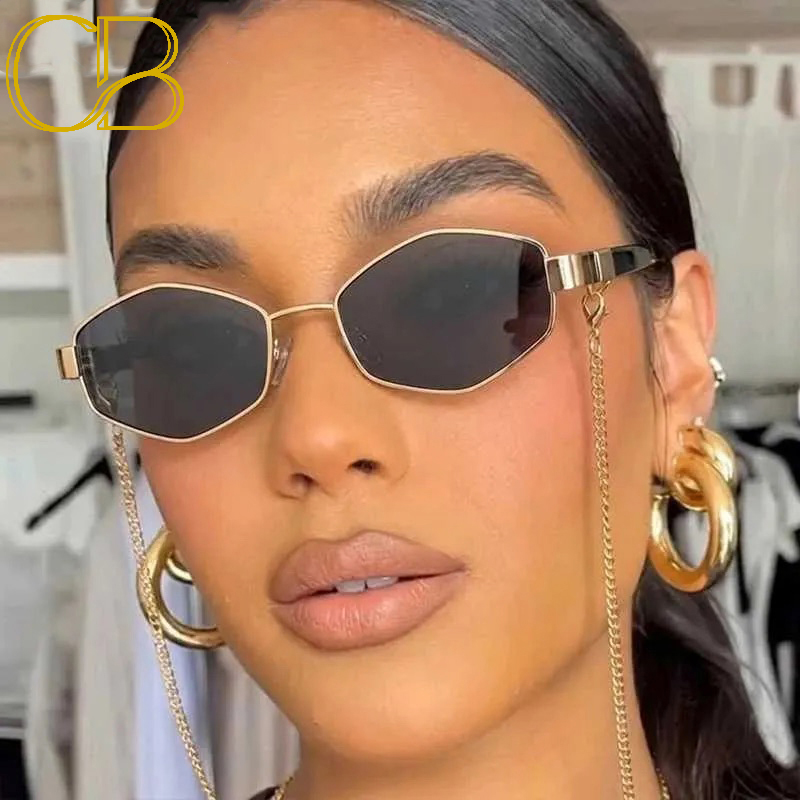 CB Y2K Sunglasses Women With Chain Sexy Small Frame 2026 Luxury Brand Designer Punk Sun Glasses For Ladies UV400 Shades Gafas De Sol