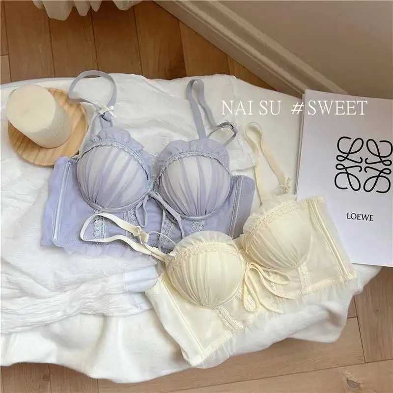 Lolita Bra Set for Women Wireless Push Up Bralette Lace Lingerie Set for Small Bust Gathering No Underwire MOYISU S-XL Z260402