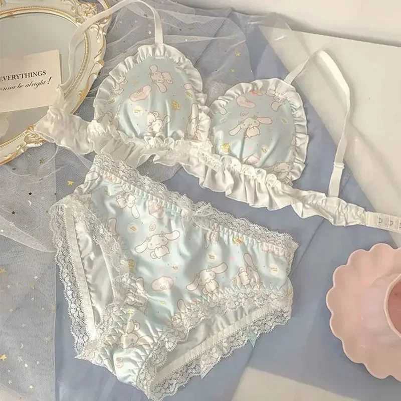 Laurel Dog Lingerie Womens sweet breathable lace bow Slimming no underwire retraction bra cover set Z260402