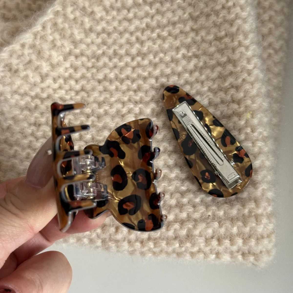 NEW Autumn Winter Coffee Color Acrylic Hair Claw Retro Leopard Print Claw Clip Crab Hair Clip Hair Accessories for Women Girls H260402