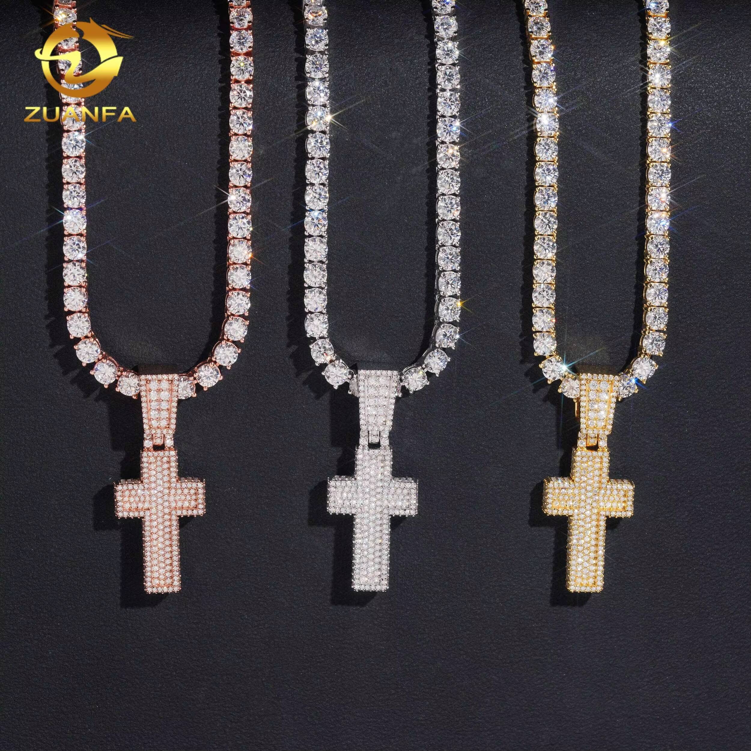 Solid Back Moissanite Chain Pendant Custom Hip Hop Pendant Moissanite Religious Jewelry Custom Moissanite Pendant Men