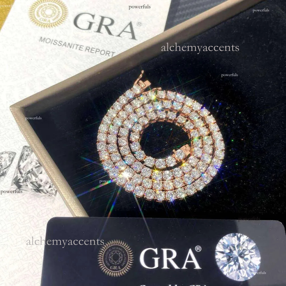 Hip-hop trend 4mm VVS sapphire necklace, diamond tennis necklace. Suitable for both men and women. High-end style. Party gift.