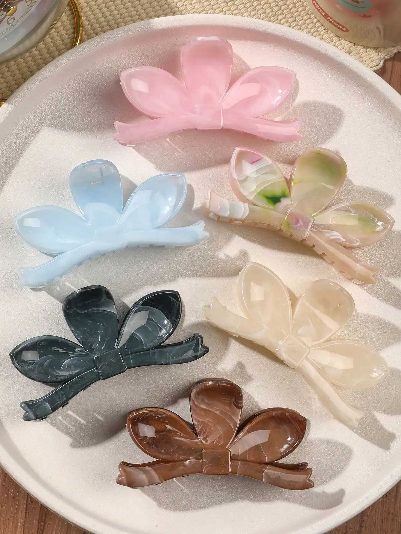 6 Pcs Macaron Hair Claw Clips Flower Banana Clips for Thin HairStrong hold for Thick Hair6 Colors Fashion Hair Accessory H260402