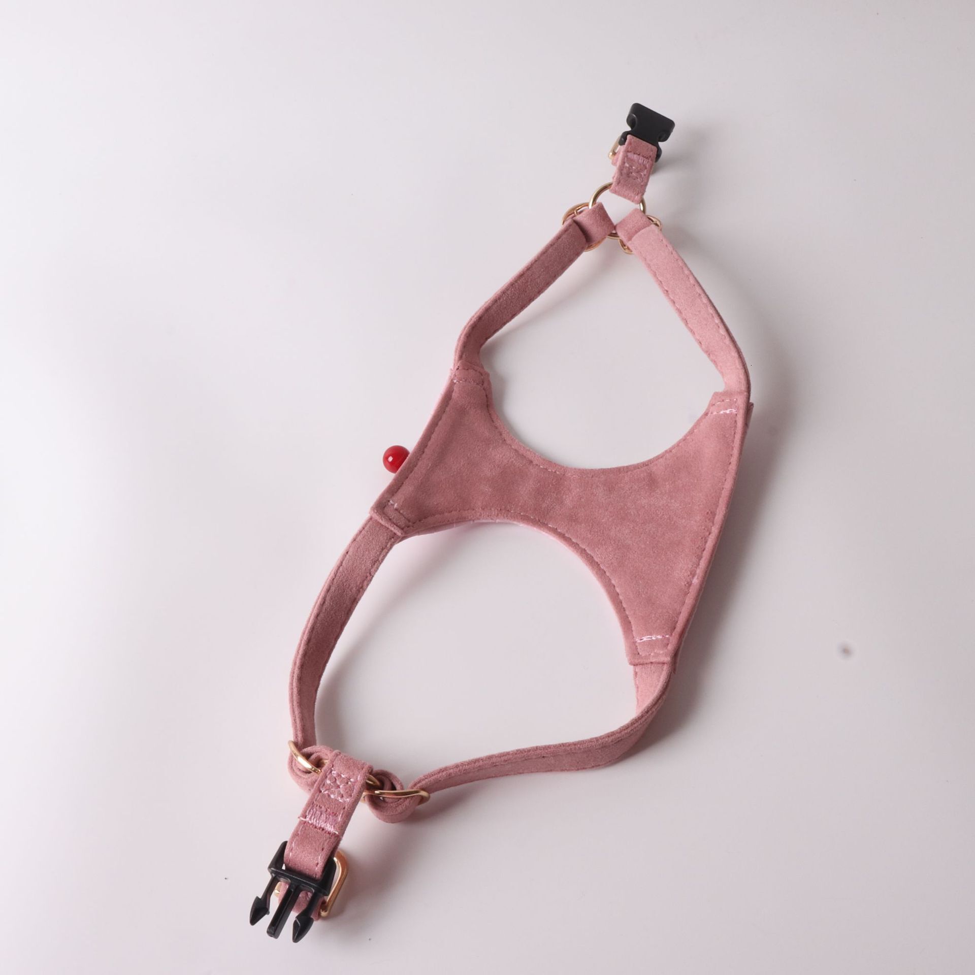 Pet Harness Set New Braided Leather Pu Quilted Pattern Chest Vest With Red Cherry Decor Double Hook Leash For Dogs