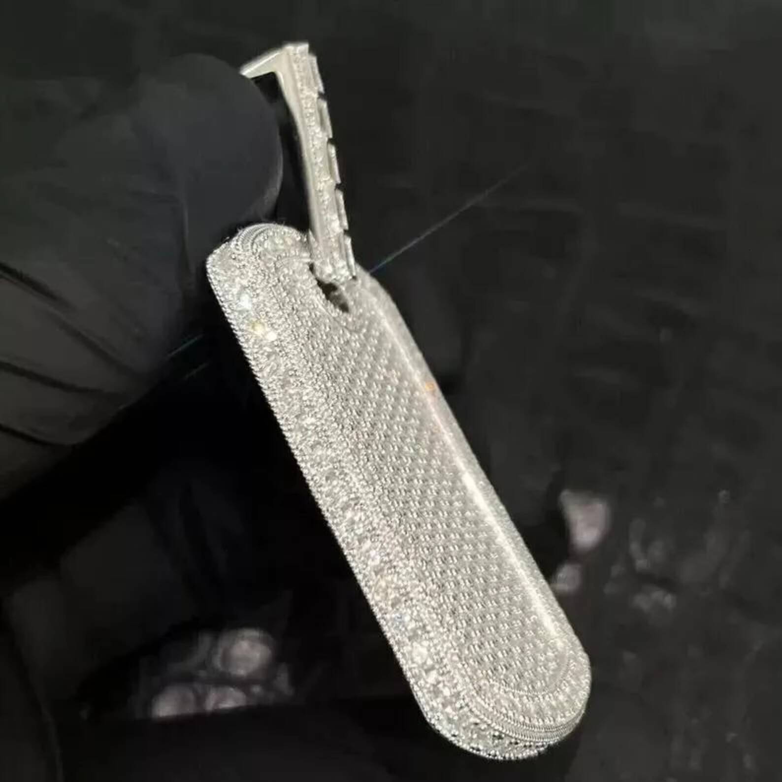Dvars Diamond Iced Dog Tag VVS Moissanite 925 Sterling Silver Certified Luxury Hip-Hop Pendant for Men/Women Unisex Custom Charm