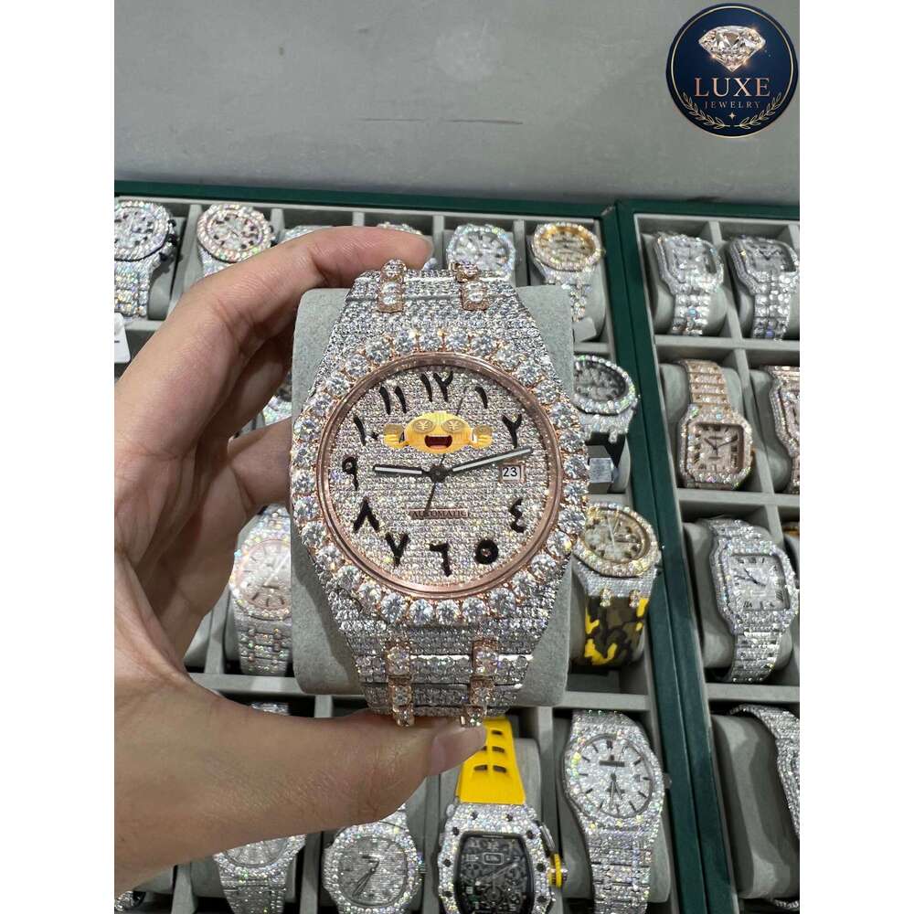 High-quality mens and womens moissanite diamond watch, Luxury design Fully Automatic mechanical D color Iced Out VVS Watches , Wholesale Price with Fr
