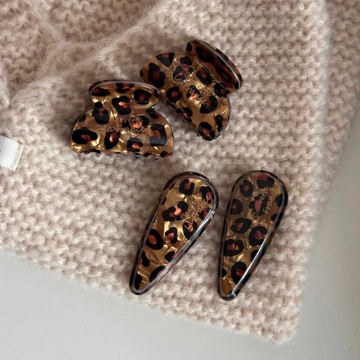NEW Autumn Winter Coffee Color Acrylic Hair Claw Retro Leopard Print Claw Clip Crab Hair Clip Hair Accessories for Women Girls H260402