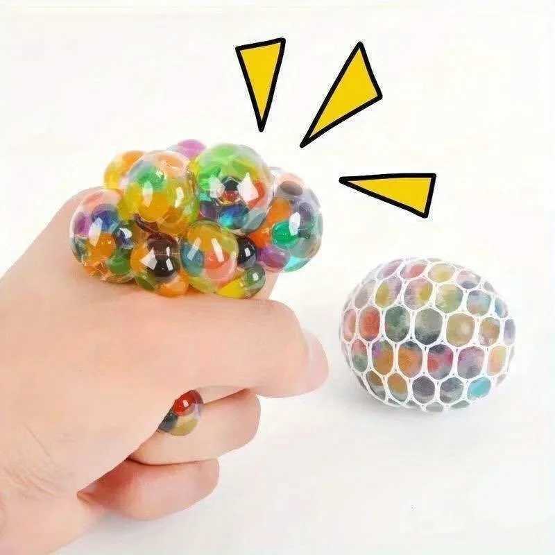 Rainbow Bead Squishy Stress Ball - Fidget Sensory Sticky Toy Stress Relief for Adults Perfect Party Favors Gifts H260402