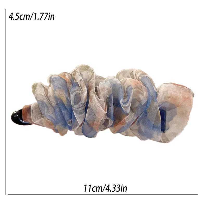 Korean-Style Polka Dot Colour-Block Pleated Printed Mesh Hair Clip For Women Fashionable Banana Clip Hair Accessory H260402