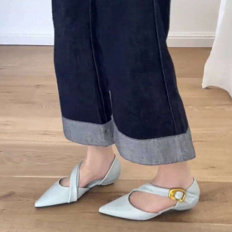 Designer Summer Thick Heel Women Sandals Sexy Pointed Toes Soft Sole Shoes Elegant Party Dress Female Commuter Sandalias