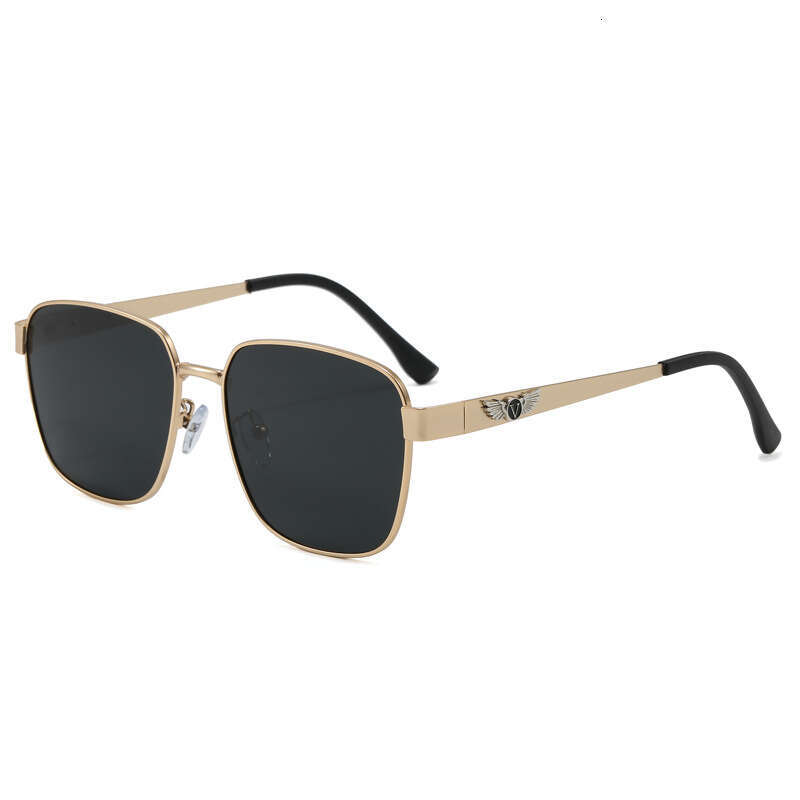 New Men's Square Sunglasses Polarized UV Protection Driving Glasses With Wing Decoration For A Slimming Effect On Large Faces Chunjinqiuli