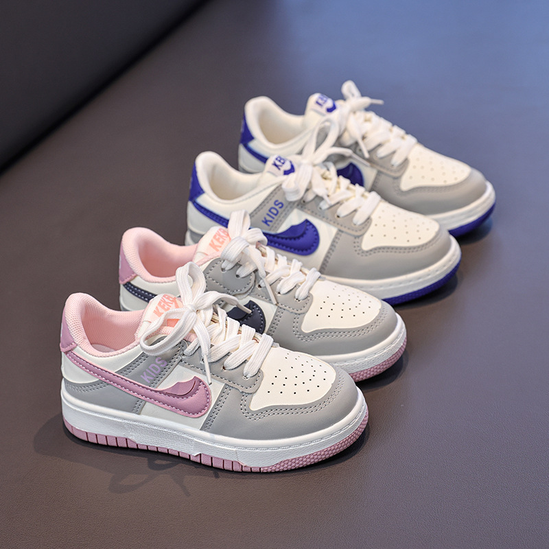 Girls Spring Summer Casual Sneakers Kids Color Block Low Top Skate Shoes Easy Tie Laces for Independent Wear Suitable for School Daily Free Shipping s