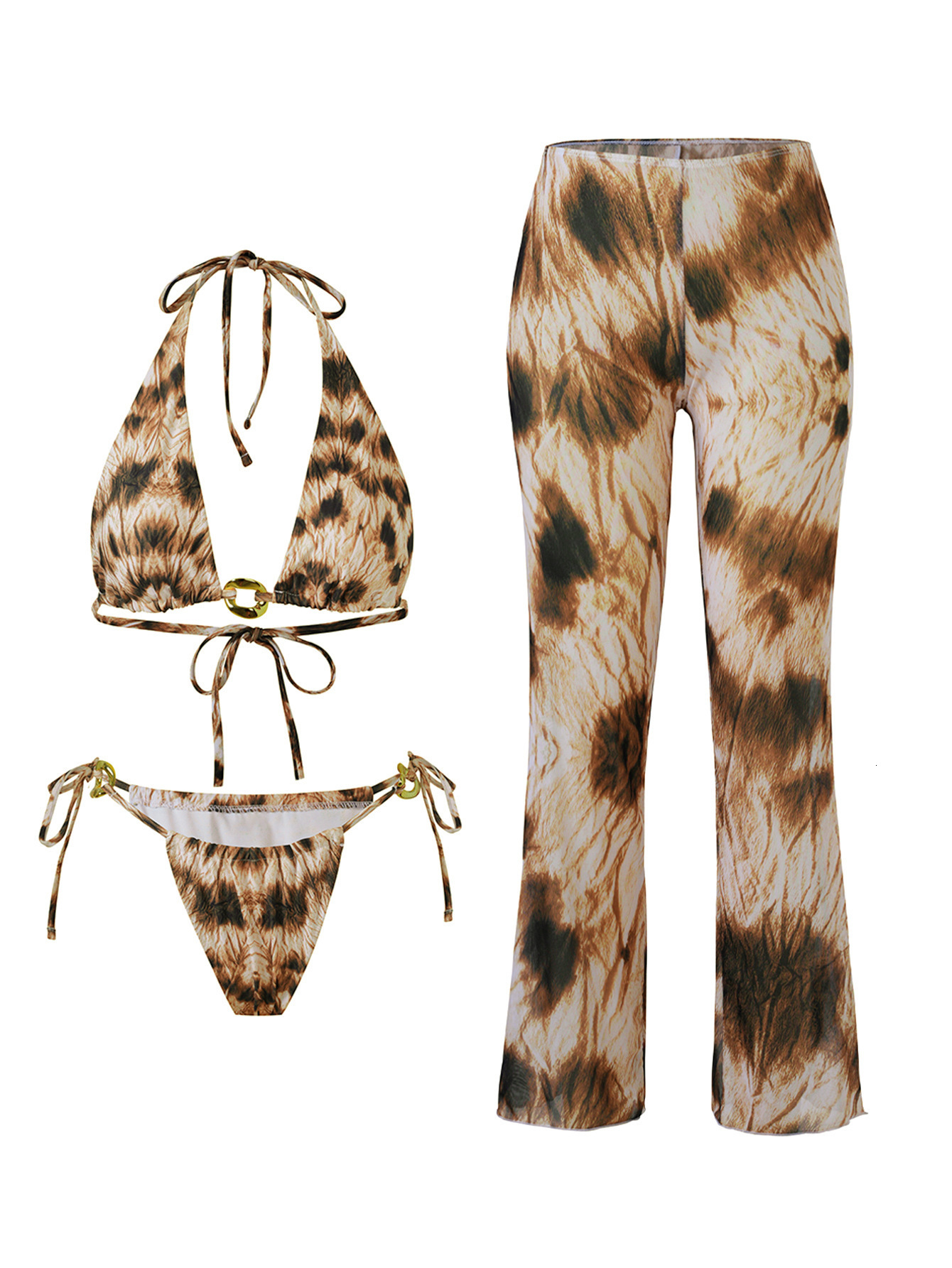 2025 New High-end Womens Swimwear Fashionable Sexy Beach Bikini Hot Spring Swimsuit Three-piece Set 250103