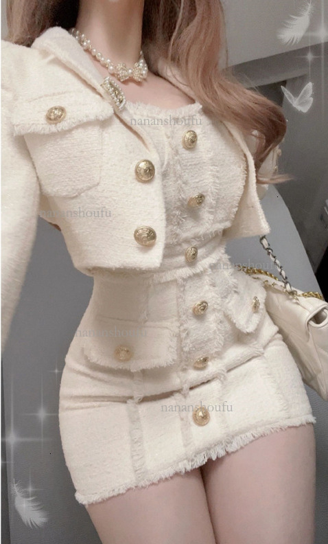 2026 Designer Set Luxury Fashion French Fragrant Weaving New Style Elegant Short Coat With Waist Bag And Hip Skirt Two Piece Set Trendy Casual Women&#