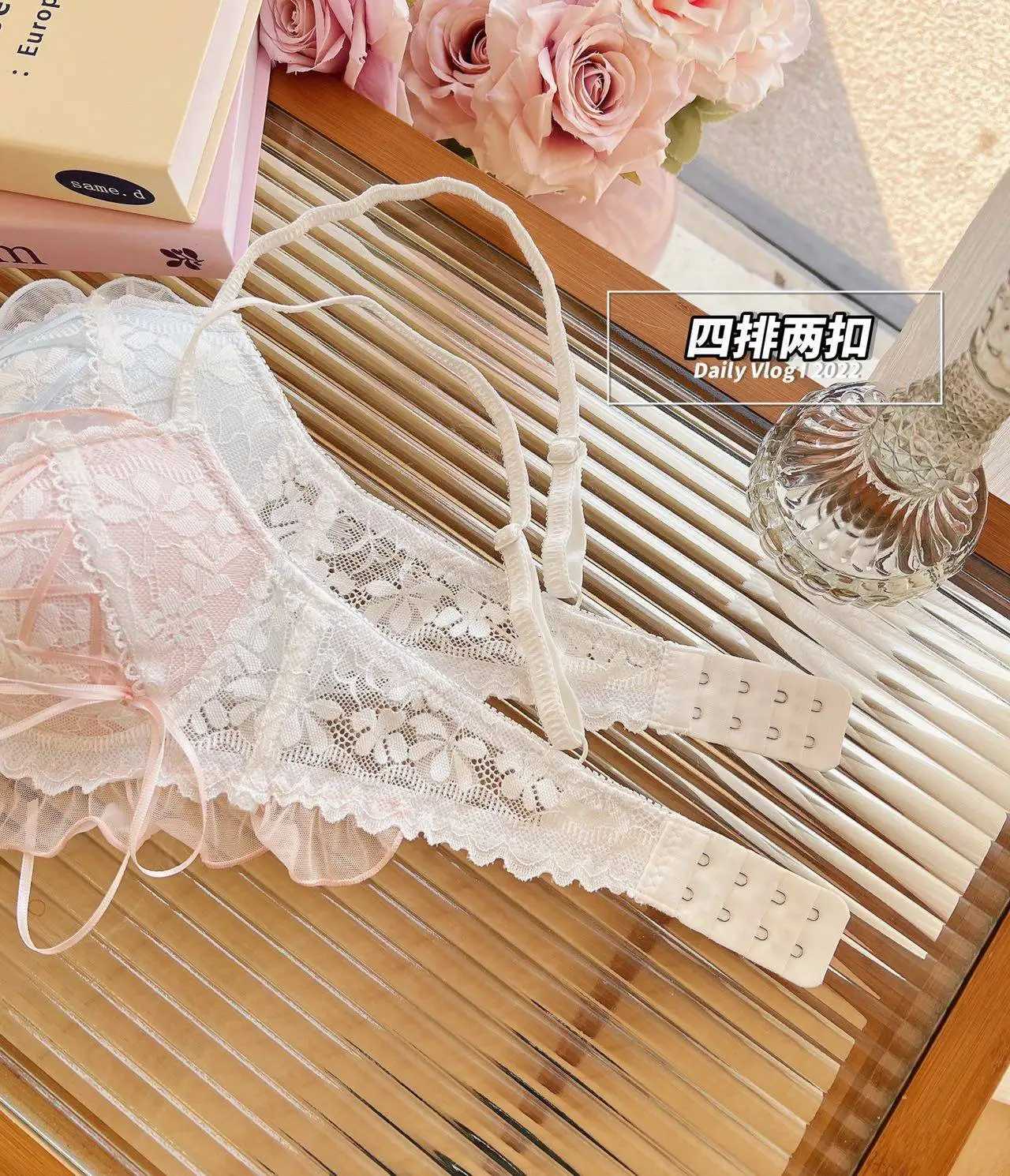 YUQI Japanese Style Lace Lingerie Set Wireless Push Up Bra for Small Breasts Anti-Sagging Lolita Bralette Sheer Comfort Wear Z260402