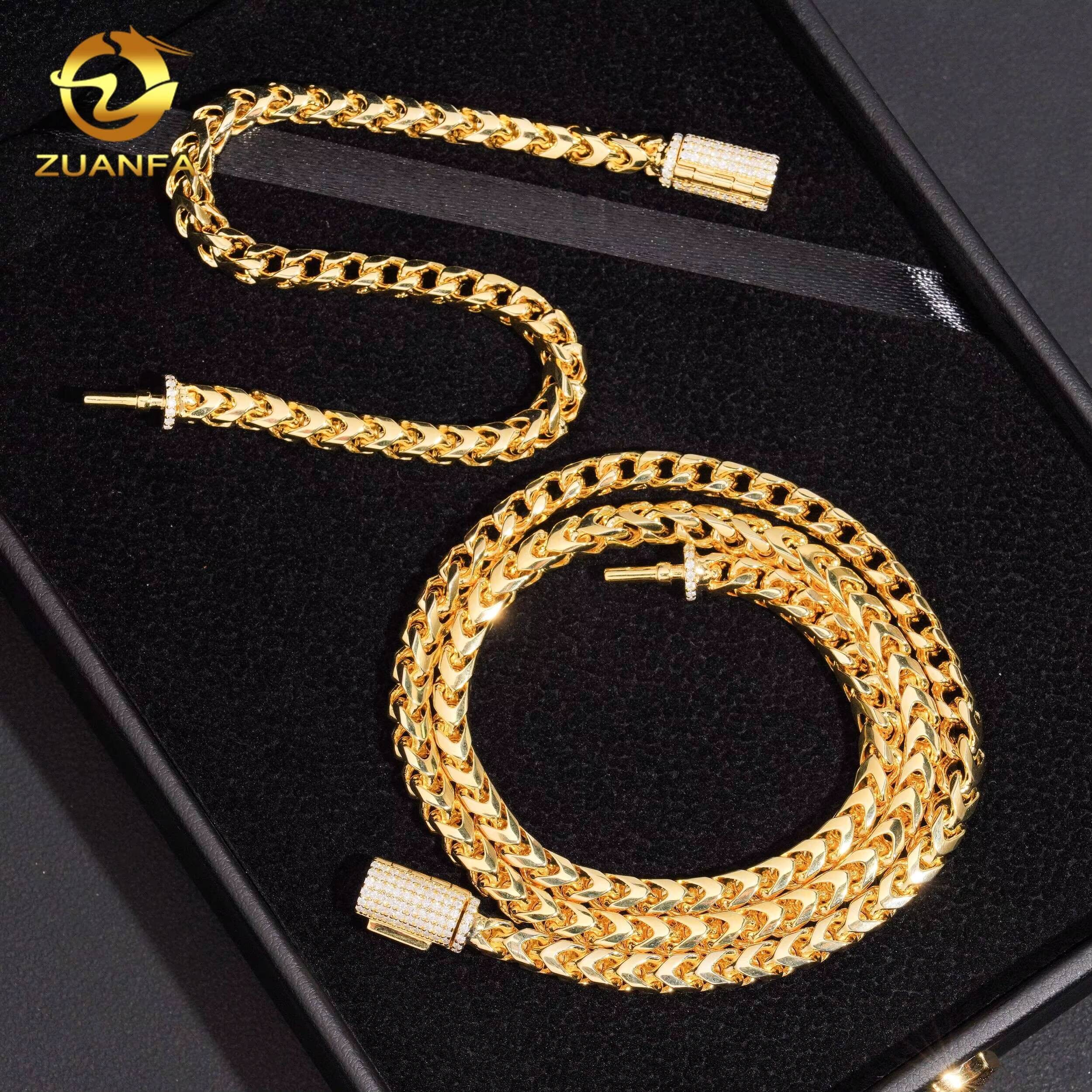 Top Quality Gold Plated Hip Hop 4mm Wholesale Price 925 Silver Moissanite Clasp Franco Chain
