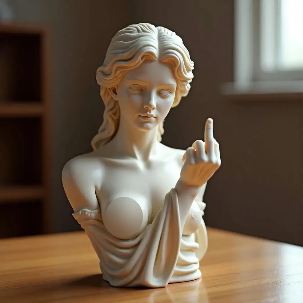 Vienna Goddess Statue Middle Finger Resin Art Decor Funny Offensive Sculpture Desktop Novelty Gift Decor Statue Home Decor 260317
