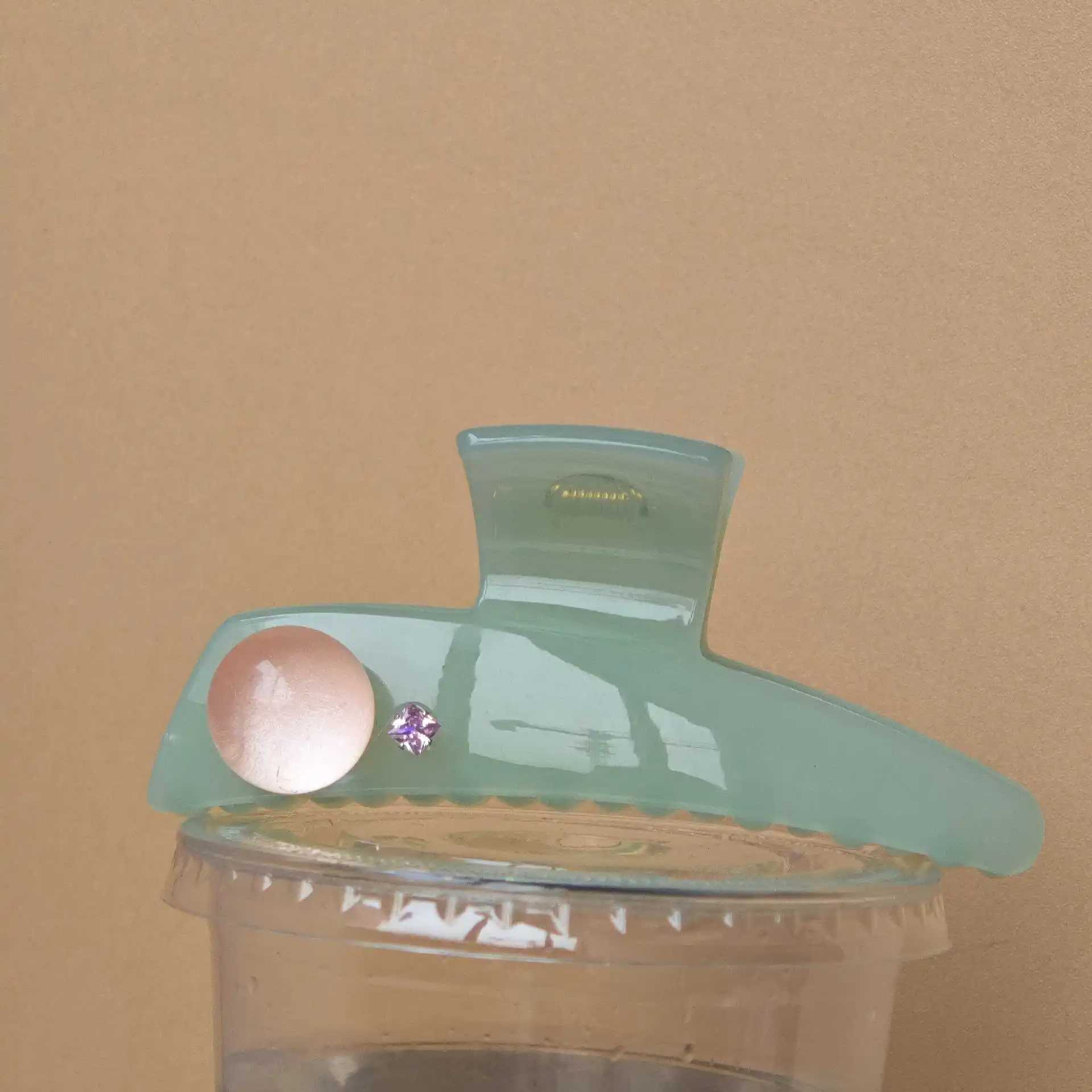 muweordy Mint green oval Hollow Out Hair Claw Clip with Pink Round Bead creative Planet Shape hair clips Sweet Hair Accessories H260402