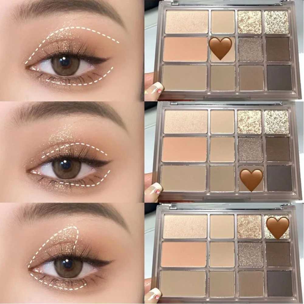 12Color Pink Brown Eye Shadow Tray Pearl Glitter Earth Matte Chocolate Eyeshadow Palette Korea Low Saturation Eye Pigment Makeup H260402